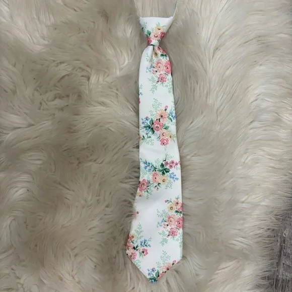 NWT Jack and Janie boys Velcro white floral tie 2t - 5 - Picture 3 of 7